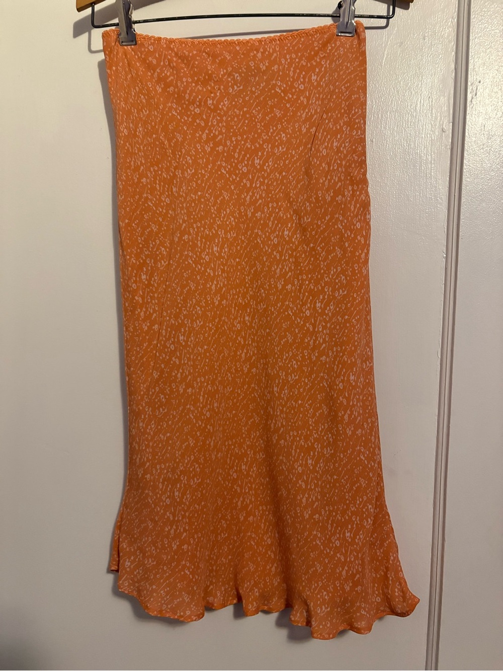 Merona Orange Printed Flared Midi Skirt